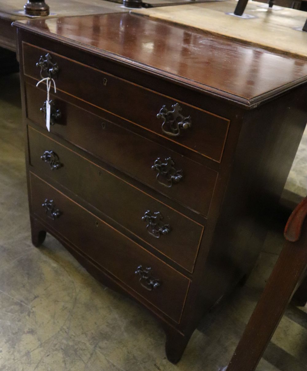 A small George III style mahogany chest, fitted four long drawers, width 66cm depth 43cm height 73cm